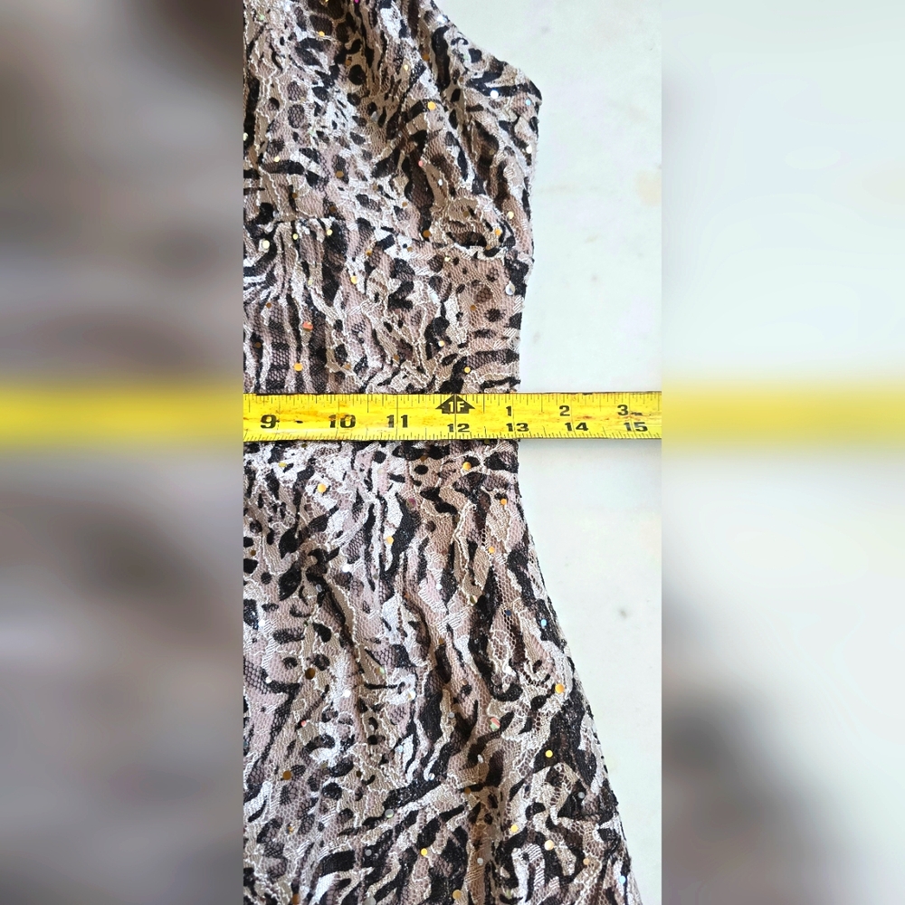 Xscape Lace & Sequin animal print Halter Dress Size 10 - Picture 11 of 13